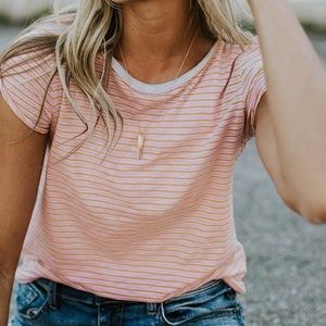 FREE PEOPLE Striped Short Sleeves Clare Tee